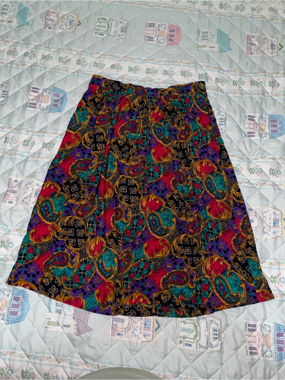 Paisley Print A-Line Skirt in Multicolor